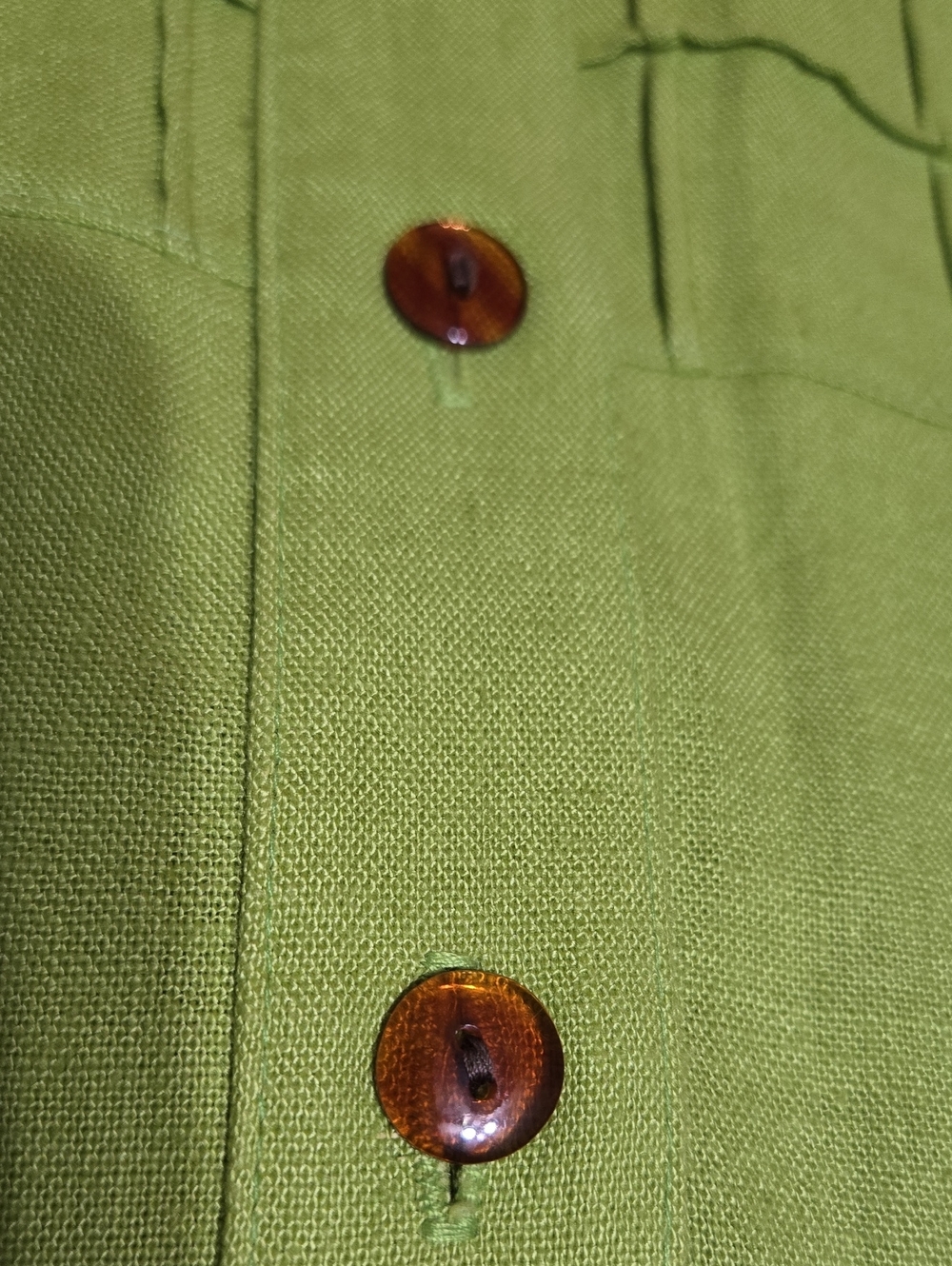 Misty Lane Lime Short-Sleeve Button-Front Maxi Linen Blend Pintuck Dress, Sz: 10 - Picture 8 of 16